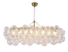 Bethel International Canada KM15C50BR - 12-Light Brass Chandelier With Clear Swirl Glass Shades